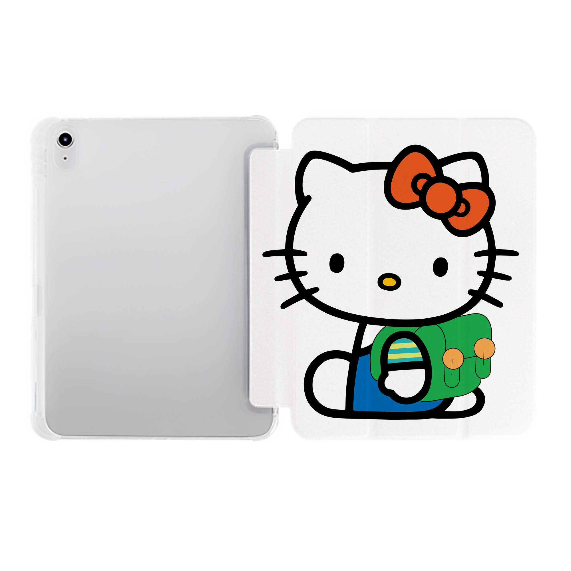 （画像用） Hello Kitty ハローキティ IPad ケース ペン収納付き 三つ折りスタンド PUレザー×シリコン 対応機種9.5/10.5/10.9インチ